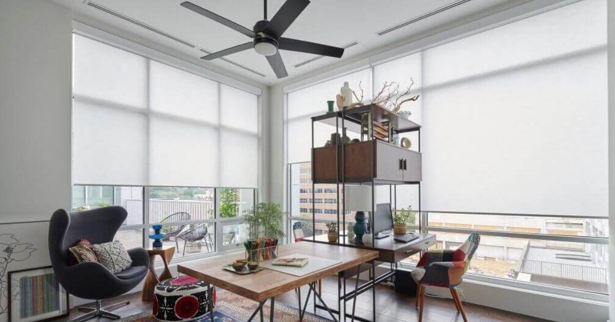 Automated shades are especially ideal for open-concept homes or rooms with expansive glass, such as great rooms, stairwells, and entryways.